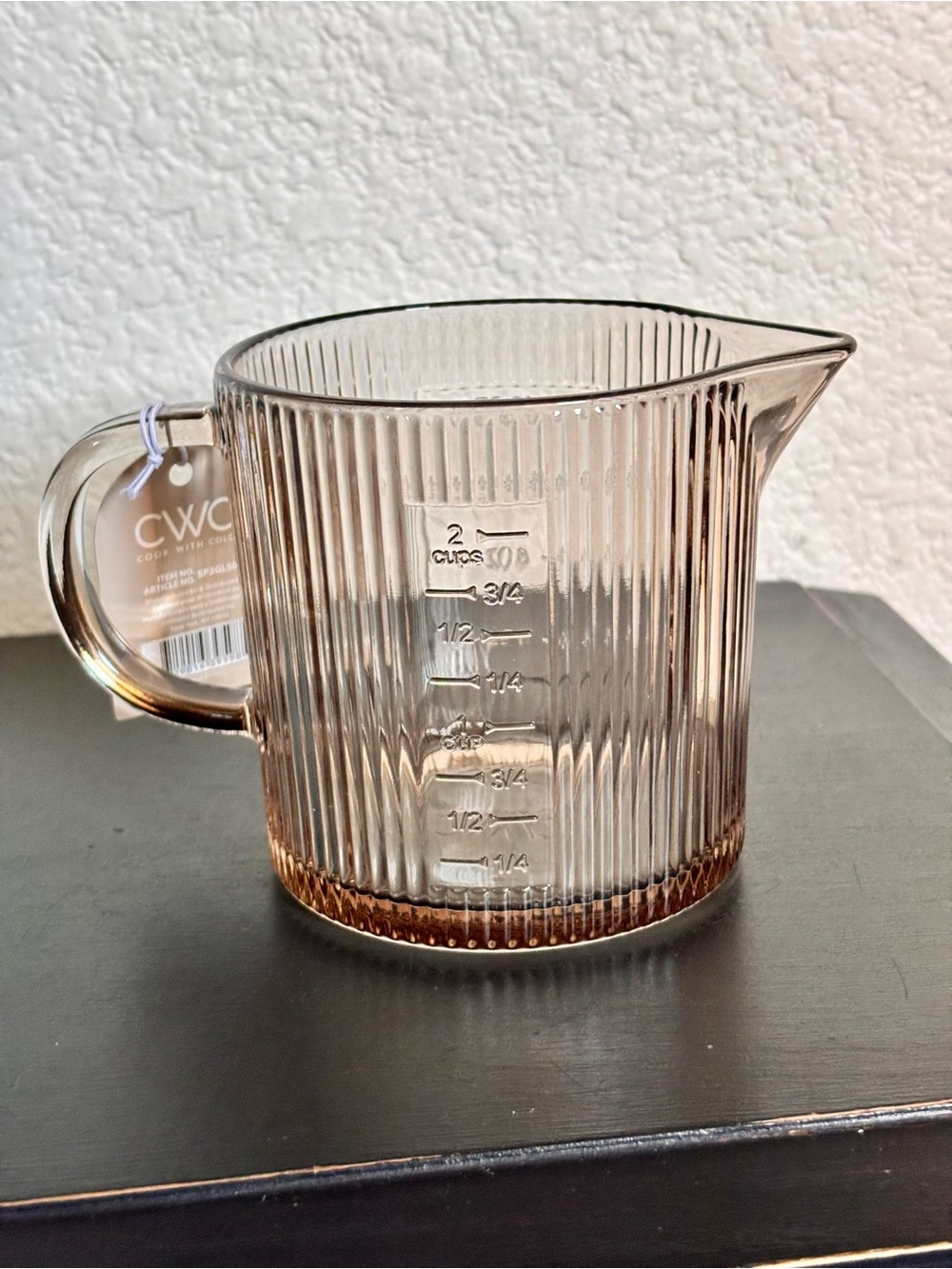 CWC Cook With Color Brown Ribbed Glass Measuring Cup 16oz ~ 2 Cups NEW - Picture 6 of 9